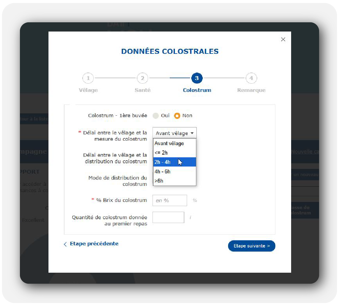 Mon Suivi : formulaire vêlage-race